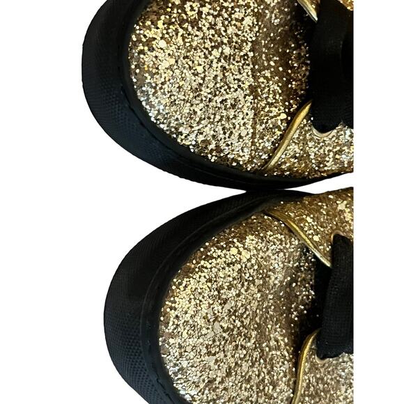 Minna Parikka Bunny Ears Sneaker •Women 40 /US 9• Gold Glitter Black Hi Top - Picture 7 of 15